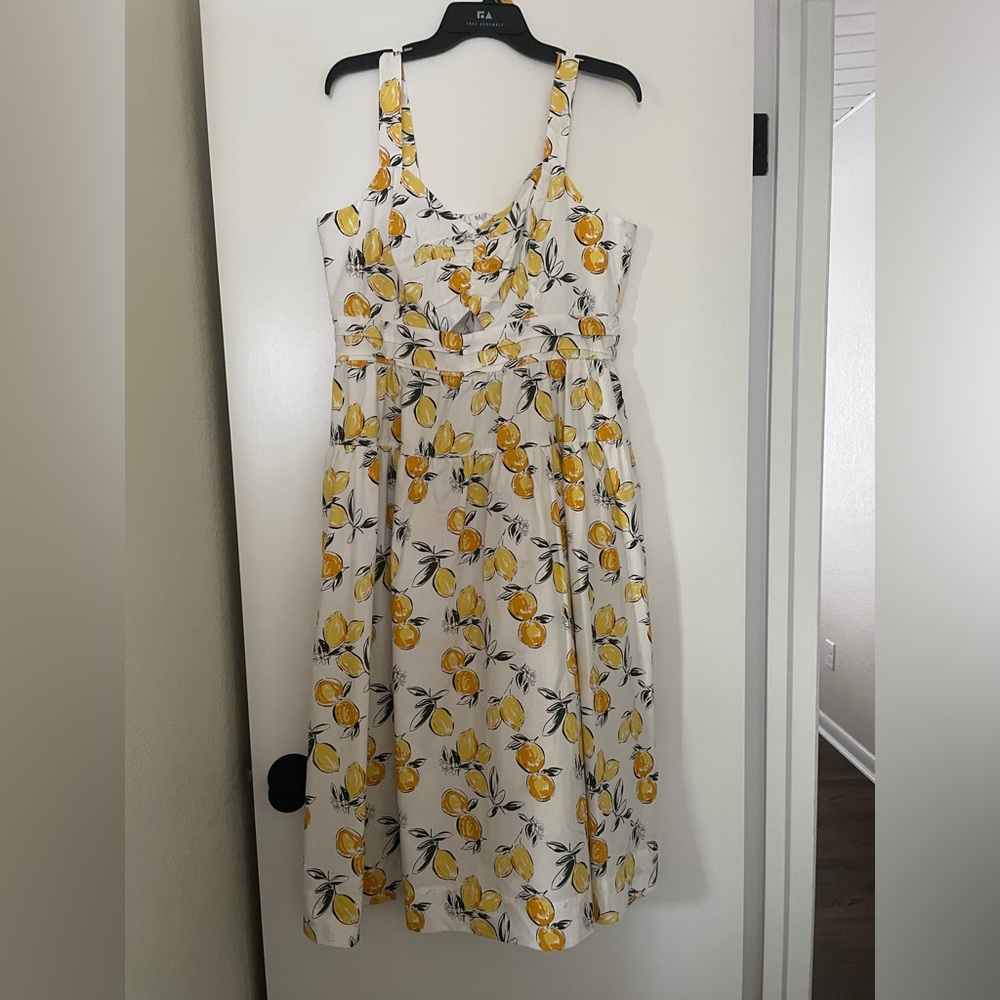 White Lemon Print Midi Dress - Yellow Floral Sundress